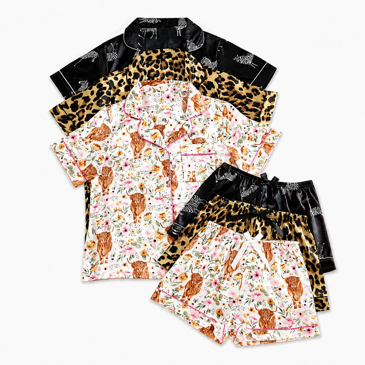 Casual 6 Pieces Combo Pajama Set With Elastic Fit For Women
