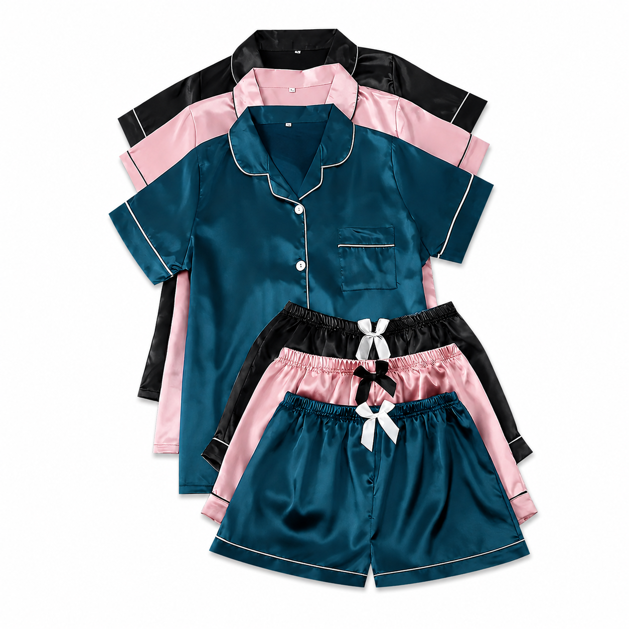 Casual 6 Pieces Combo Pajama Set With Elastic Fit For Women