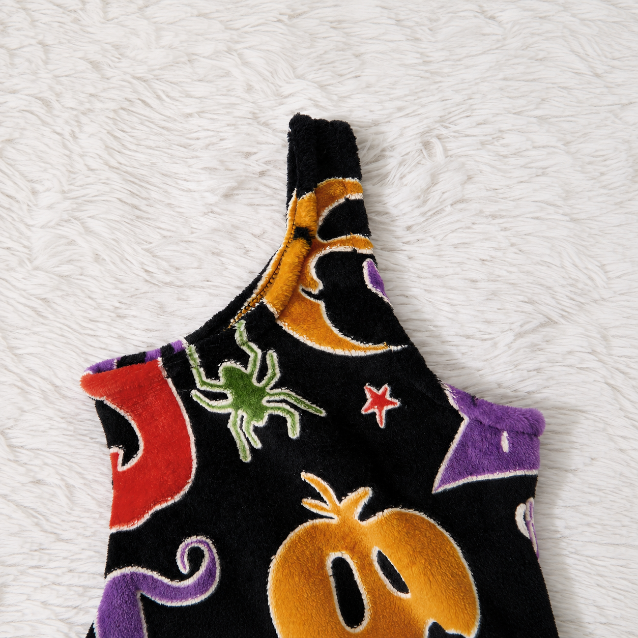 Halloween Theme Flannel Tank Top And Elastic Waist Shorts Set For Women