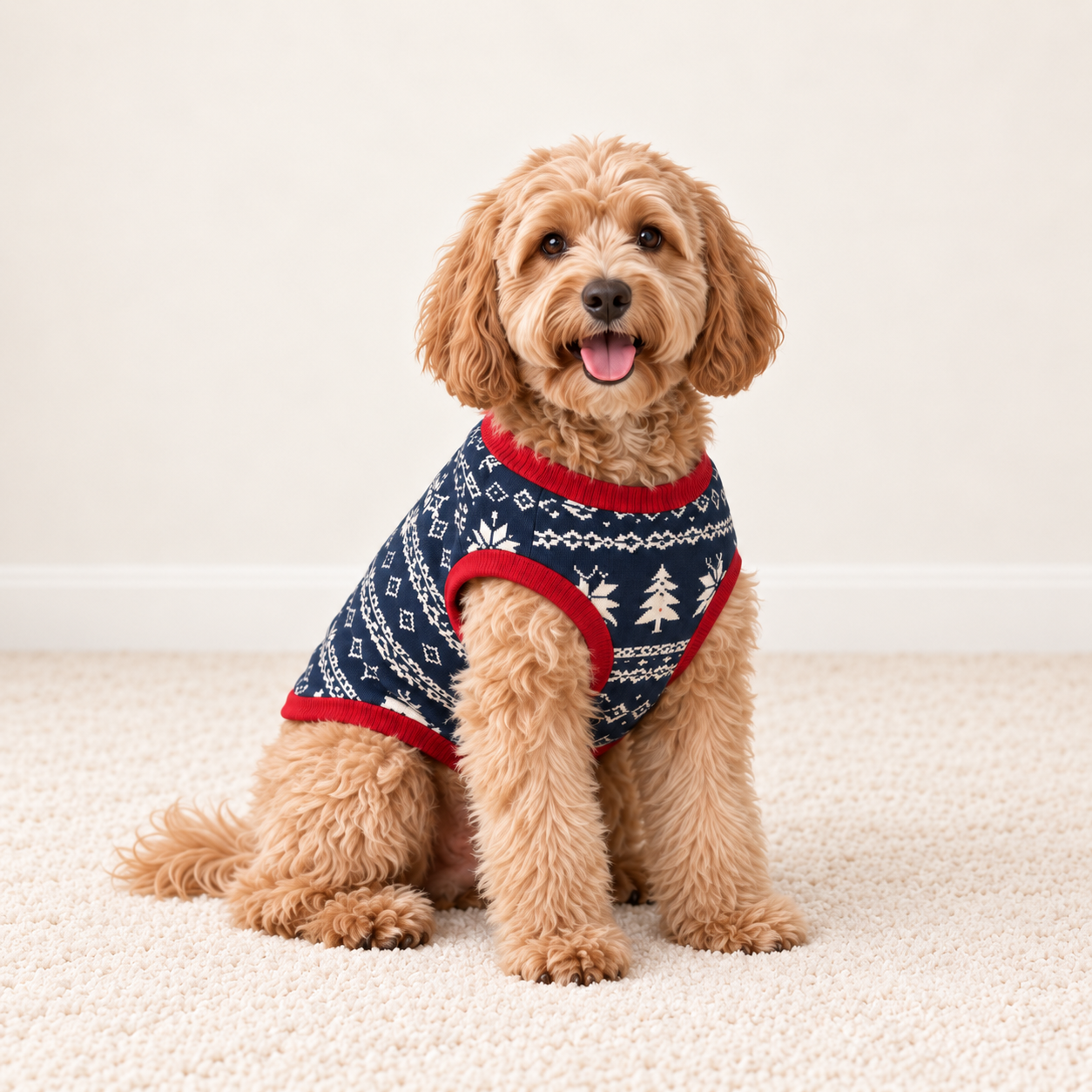 Christmas Family Matching Pajama Onesie in Navy Fair Isle Reindeer Print with Zip Front for Women, Men, Kids, Baby and Dog