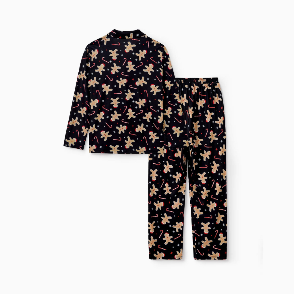 Christmas Gingerbread Print Matching Family Pajama Set With Festive Socks