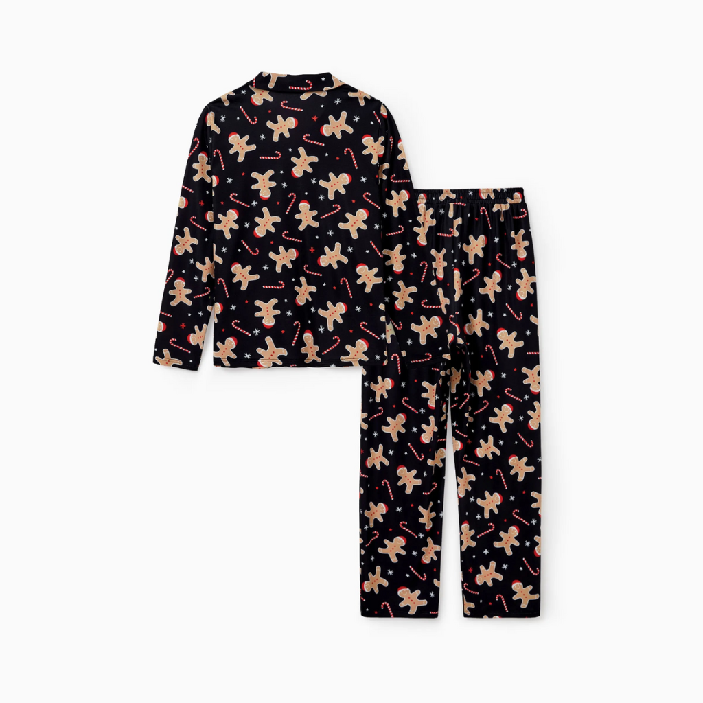 Christmas Gingerbread Print Matching Family Pajama Set With Festive Socks