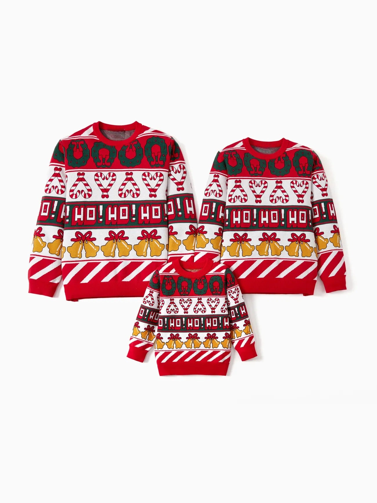 Christmas Bell And Candy Cane Family Matching Sweater-Original Pajamas