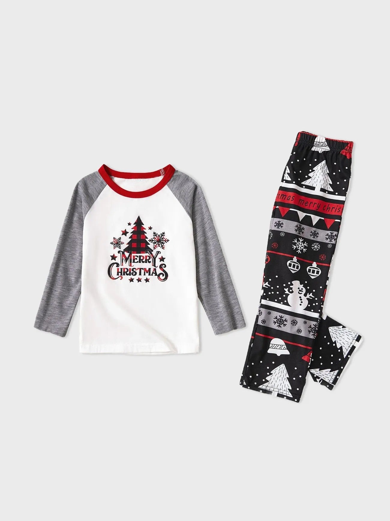 Christmas Tree Snowflake And Letters Print Family Matching Pajamas Set-Original Pajamas
