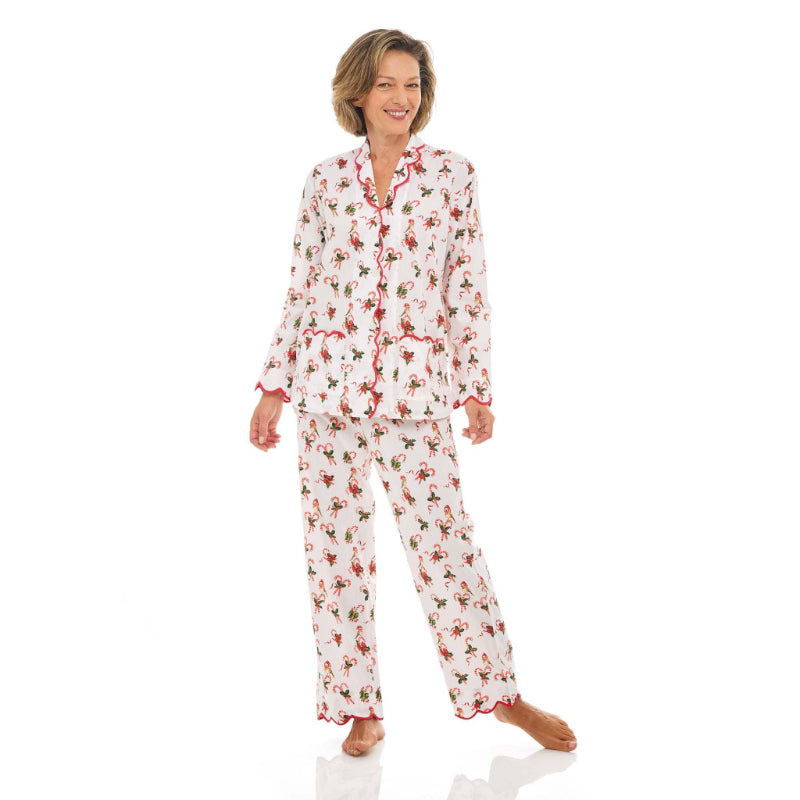 Floral Print Pajama Set With Ruffled Trim-Original Pajamas