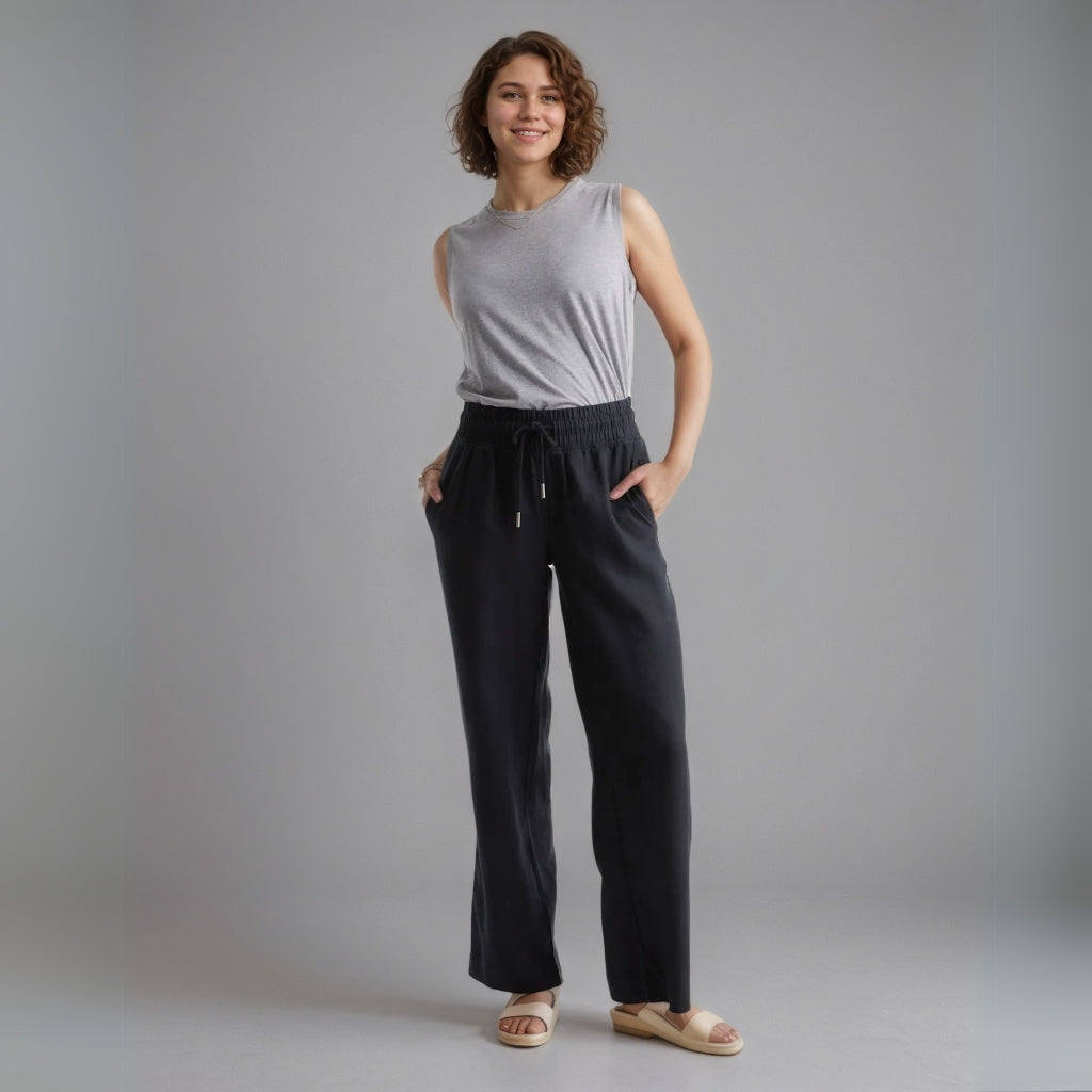 100% European Linen Wide Leg Pants-Original Pajamas