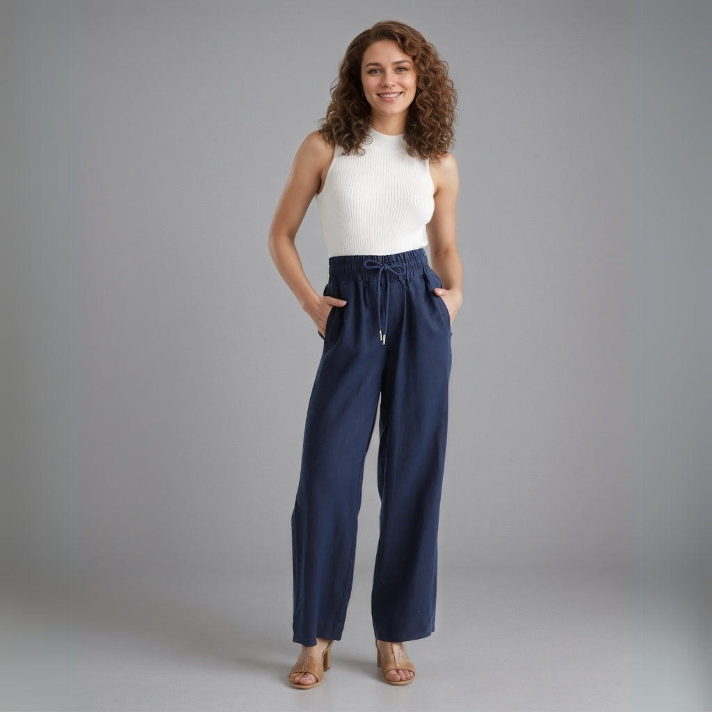 100% European Linen Wide Leg Pants-Original Pajamas
