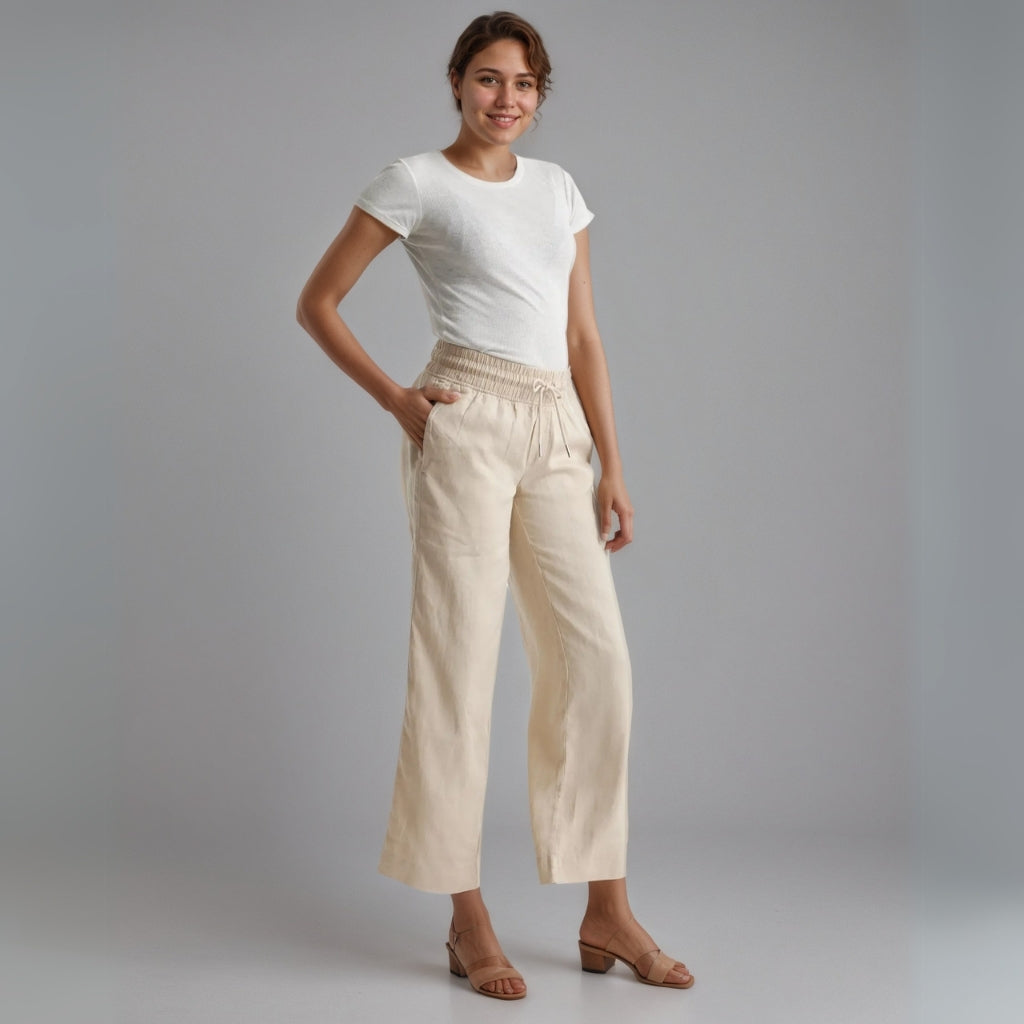 100% European Linen Wide Leg Pants-Original Pajamas
