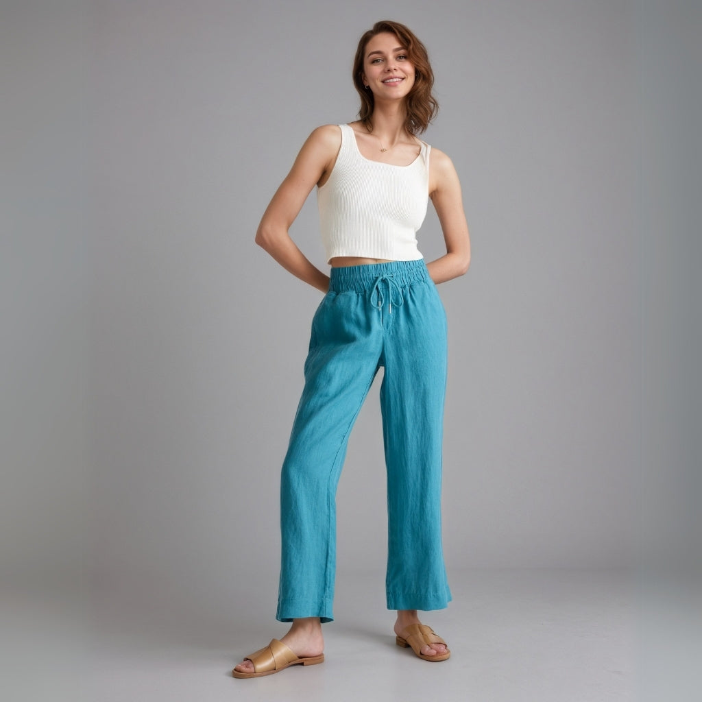 100% European Linen Wide Leg Pants-Original Pajamas