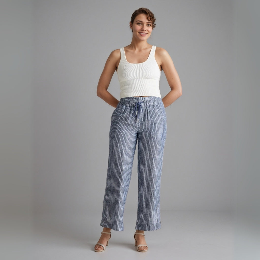 100% European Linen Wide Leg Pants-Original Pajamas