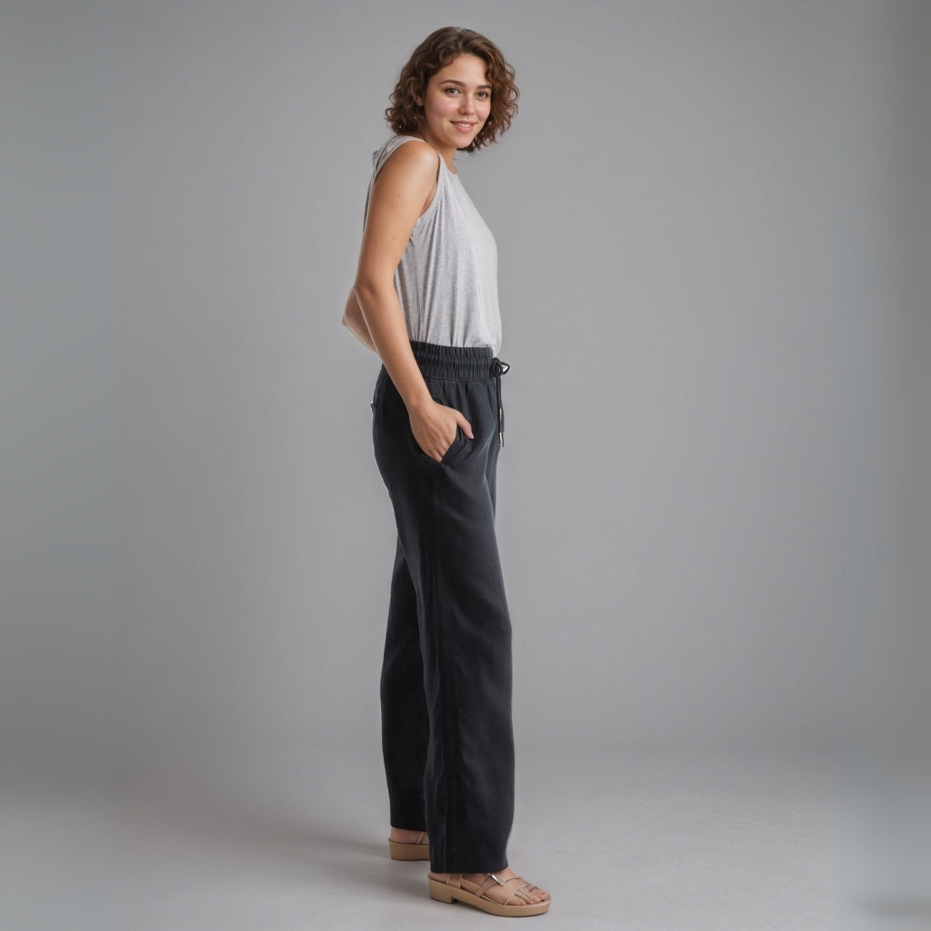 100% European Linen Wide Leg Pants-Original Pajamas