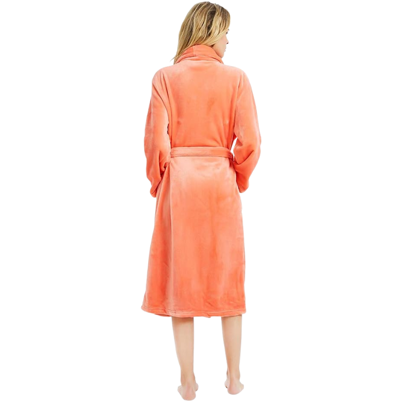 Warm Plush Fleece Kimono Style Long Bathrobe