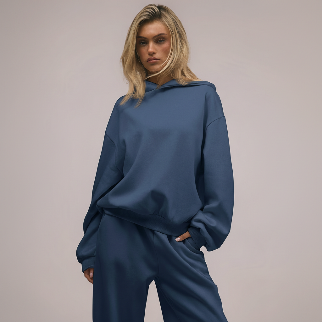 Two Piece Oversized Hoodie And Loose Fit Sweatpants Set With Pockets For Women