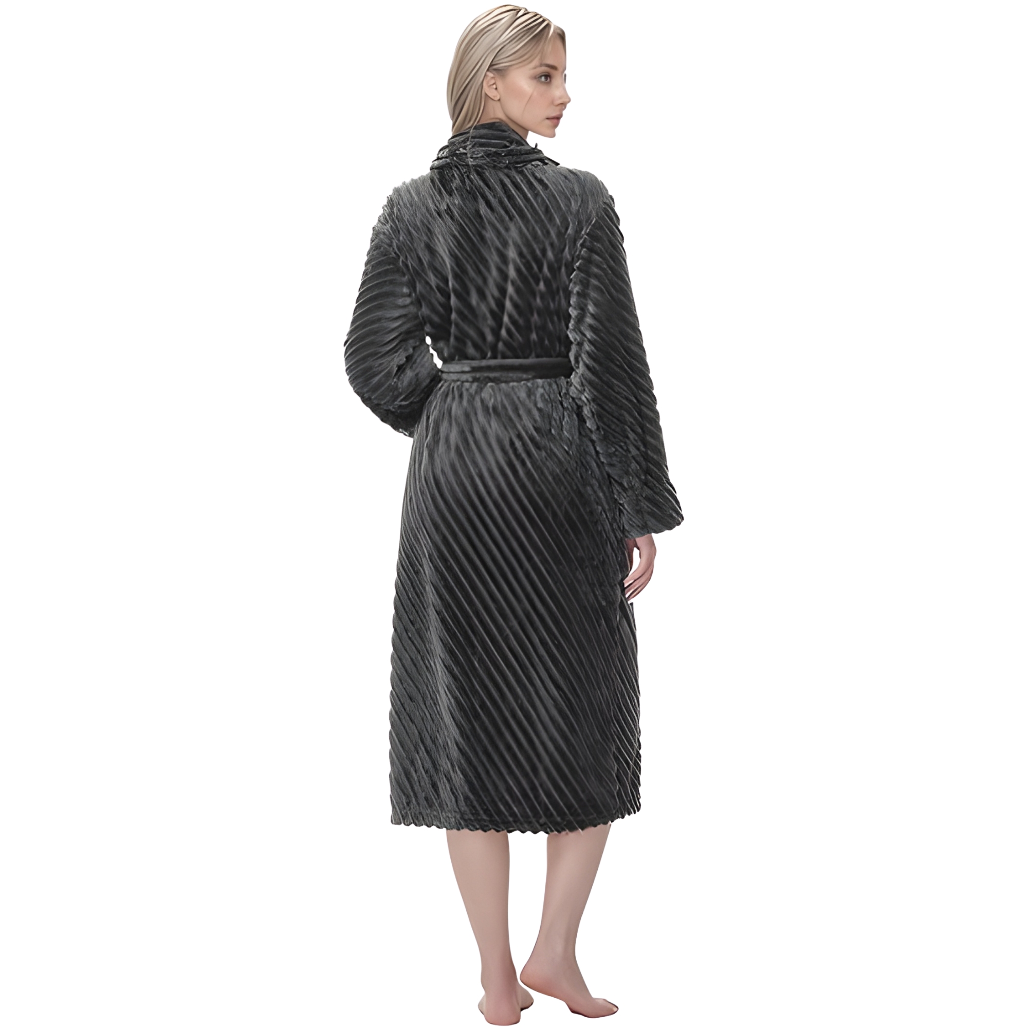 Soft Plush Fleece Long Bathrobe For Women Home Lounge