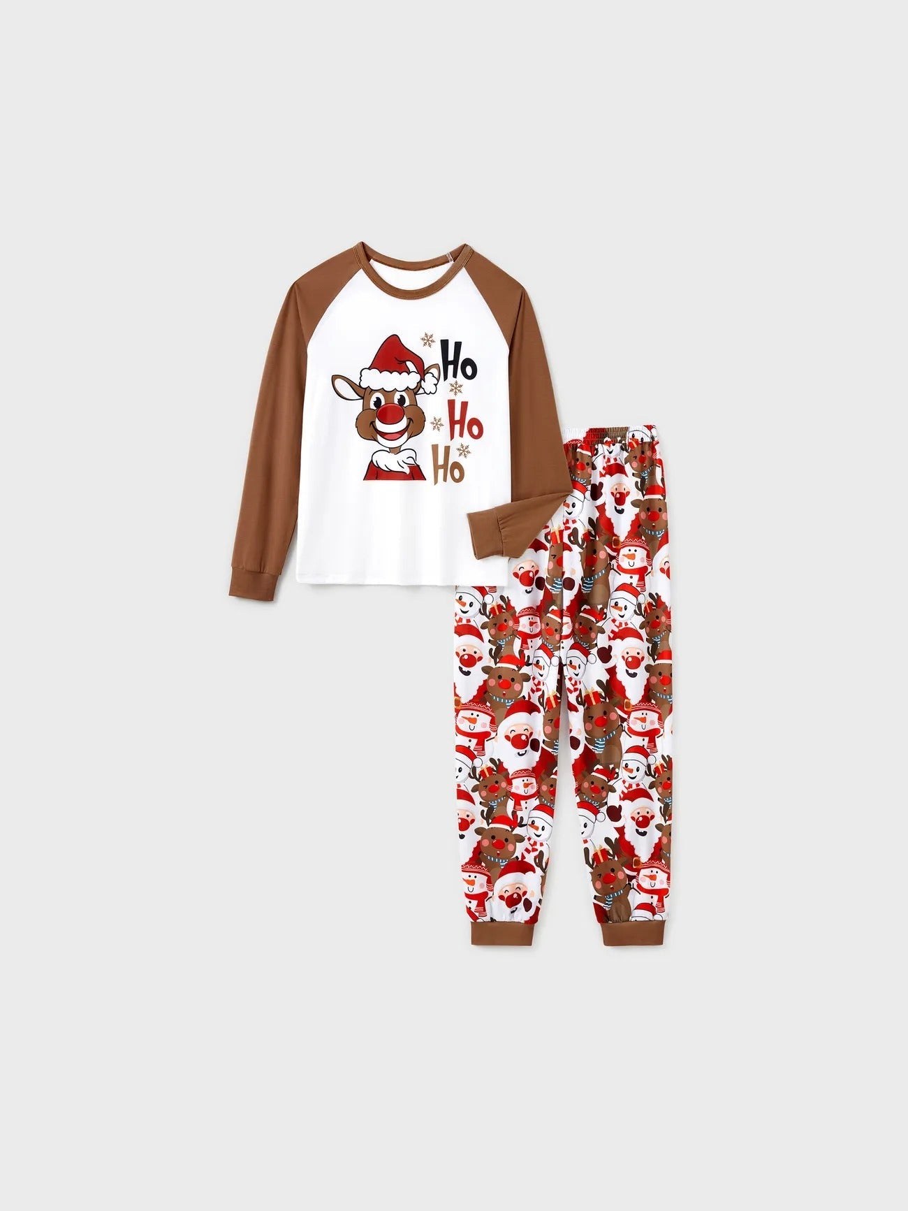 Christmas Family Matching Reindeer Print Raglan Sleeve Pajamas Sets-Original Pajamas