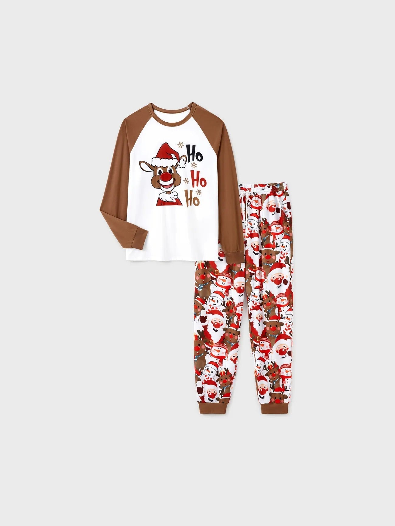 Christmas Family Matching Reindeer Print Raglan Sleeve Pajamas Sets-Original Pajamas