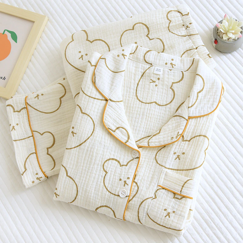 Women's Long Sleeve Bear Print 2 Piece Pajama Set-Original Pajamas