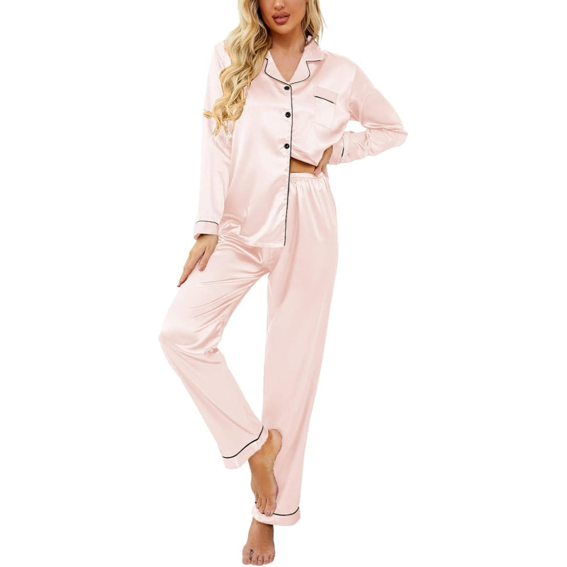 Button Down Satin Pajama Set-Original PajamasButton Down Satin Pajama Set - Image 14