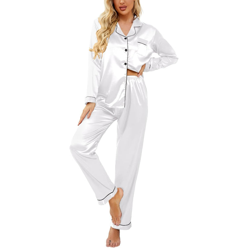 Button Down Satin Pajama Set-Original PajamasButton Down Satin Pajama Set - Image 16