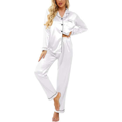 Button Down Satin Pajama Set-Original Pajamas