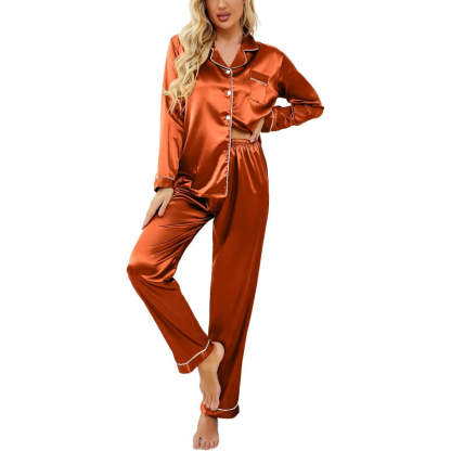 Button Down Satin Pajama Set-Original Pajamas