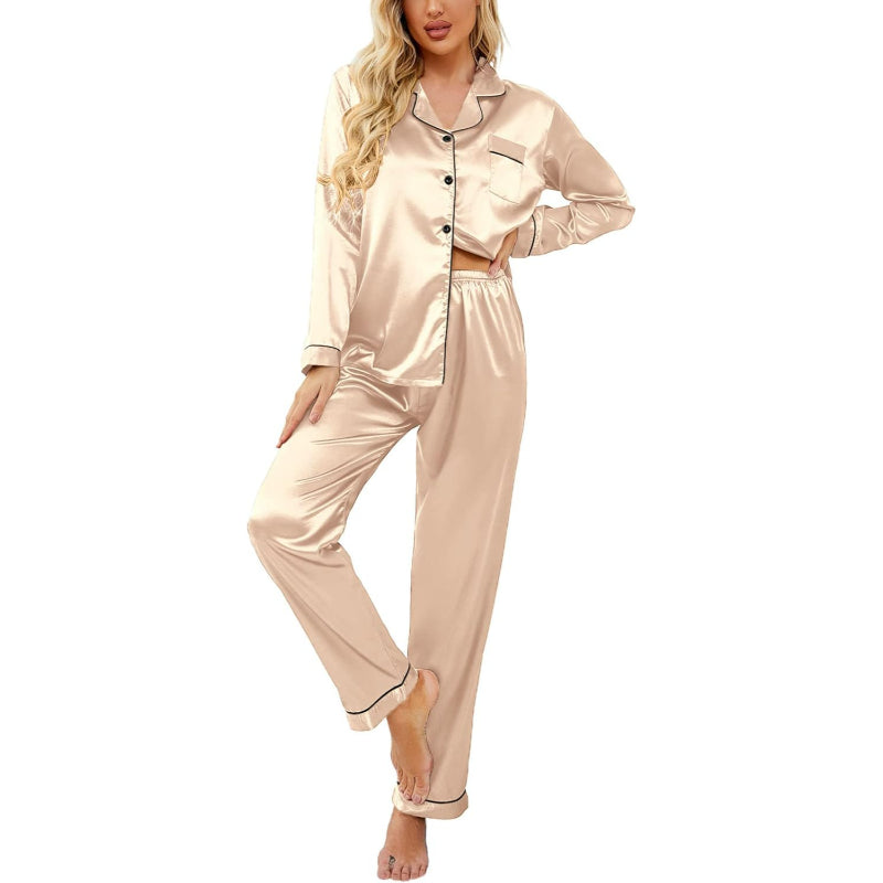 Button Down Satin Pajama Set-Original Pajamas
