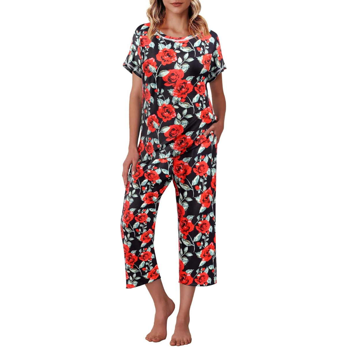 Floral Printed Capri Pajama Sets-Original Pajamas