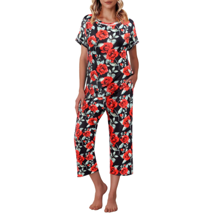 Floral Printed Capri Pajama Sets-Original Pajamas