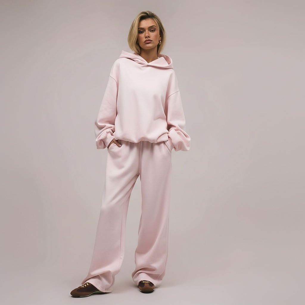 Two Piece Oversized Hoodie And Loose Fit Sweatpants Set With Pockets For Women