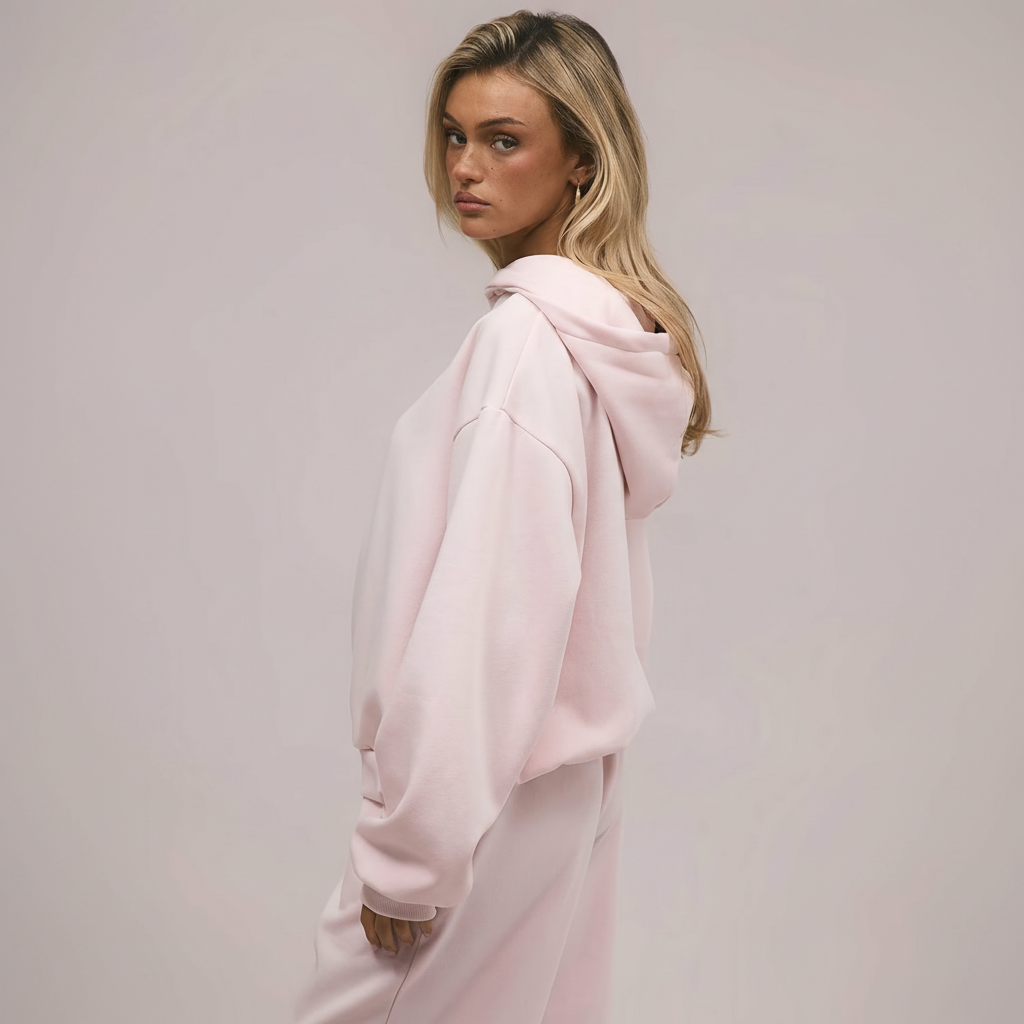 Two Piece Oversized Hoodie And Loose Fit Sweatpants Set With Pockets For Women