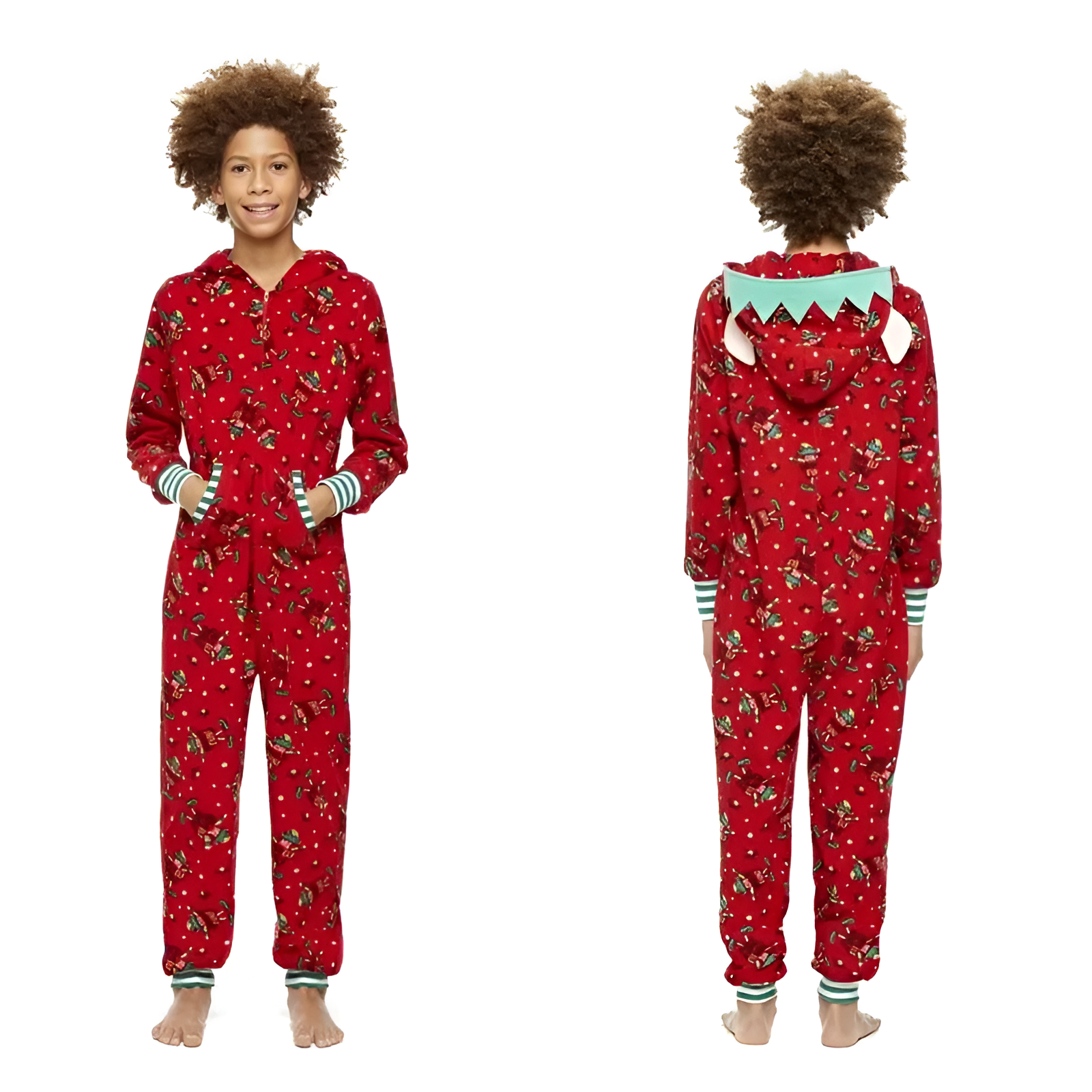 Festive Family Matching Christmas Hooded Pajama Set