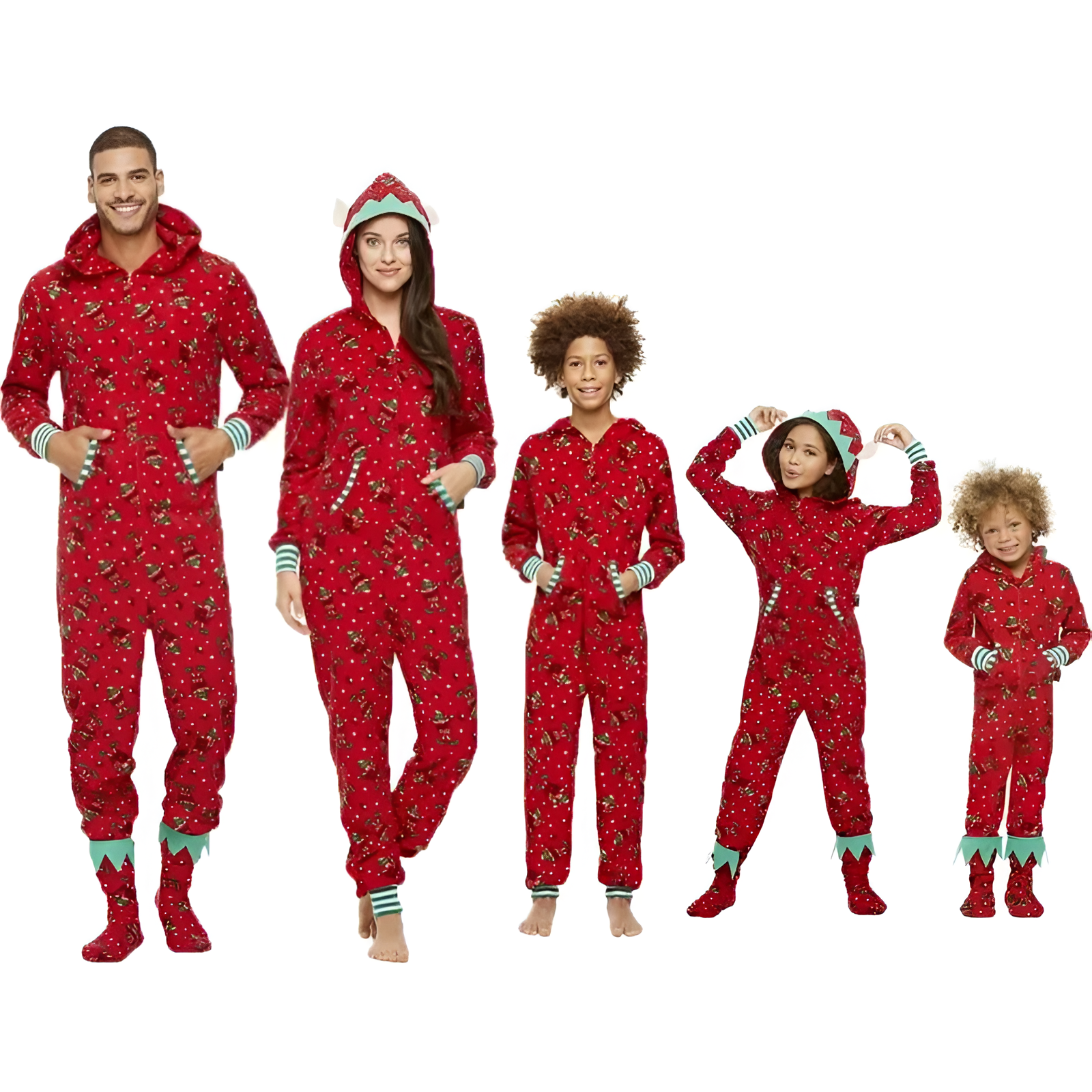 Festive Family Matching Christmas Hooded Pajama Set