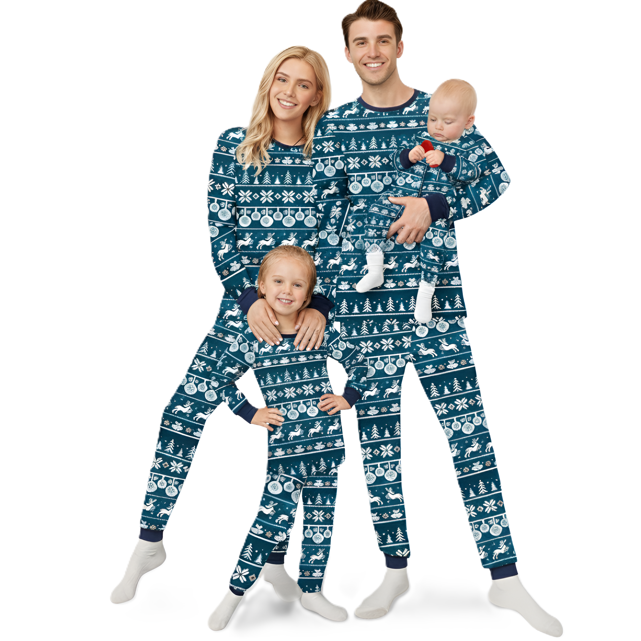 Festive Matching Christmas Pajama Set With Winter Print Design