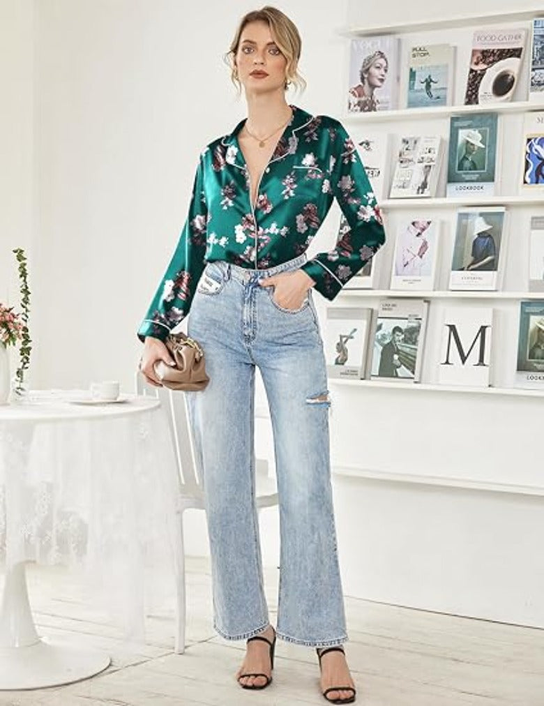 Floral Patterned Comfy Pajamas Set-Original Pajamas