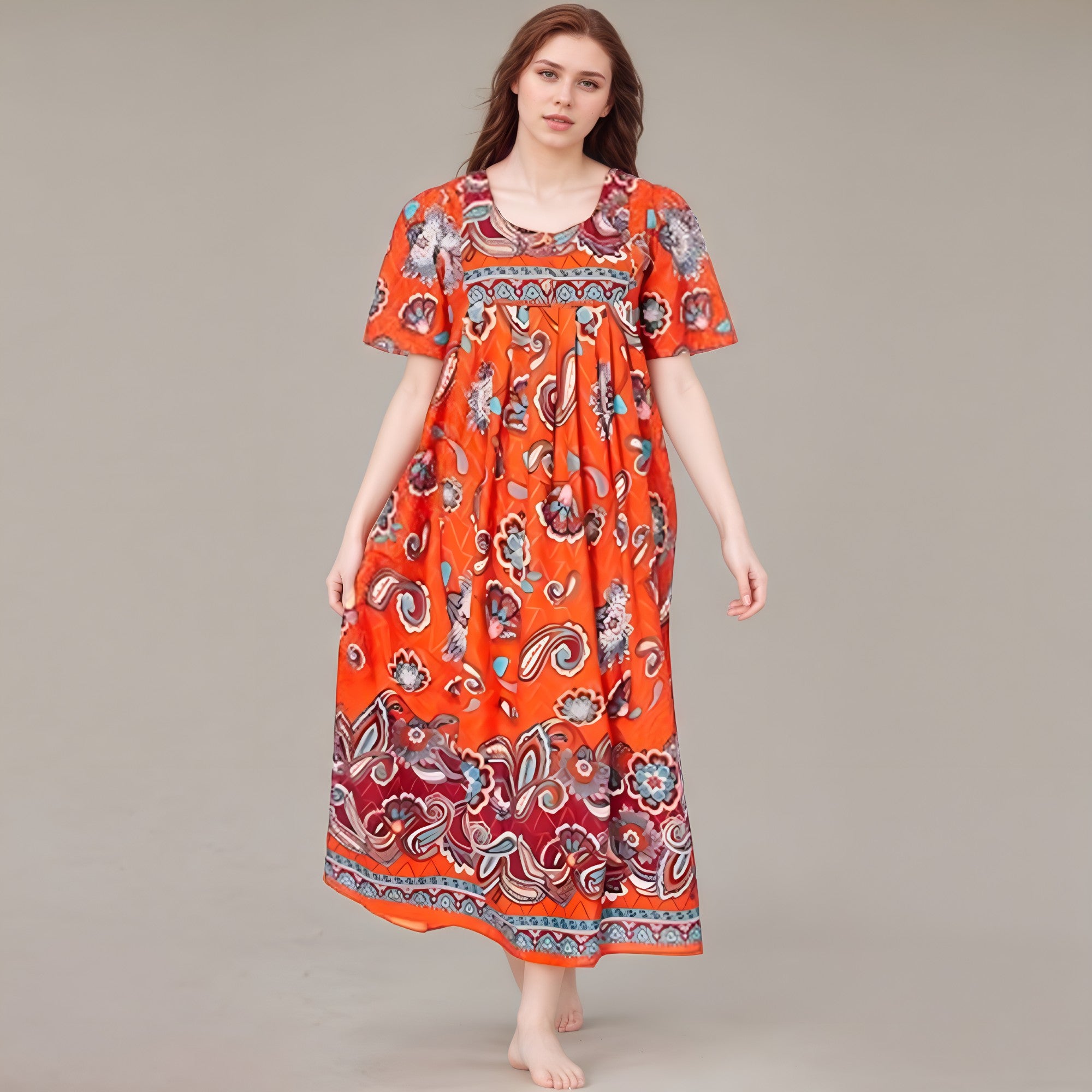 Women's Floral Printed Lounger House Dress-Original Pajamas
