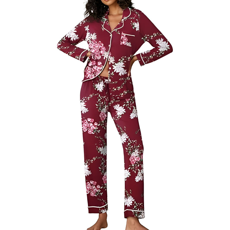 Flower Printed Long Sleeve Lounge Set-Original Pajamas