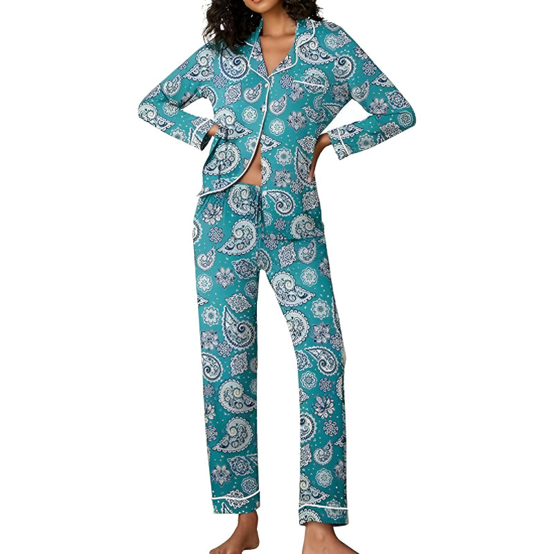 Flower Printed Long Sleeve Lounge Set-Original Pajamas