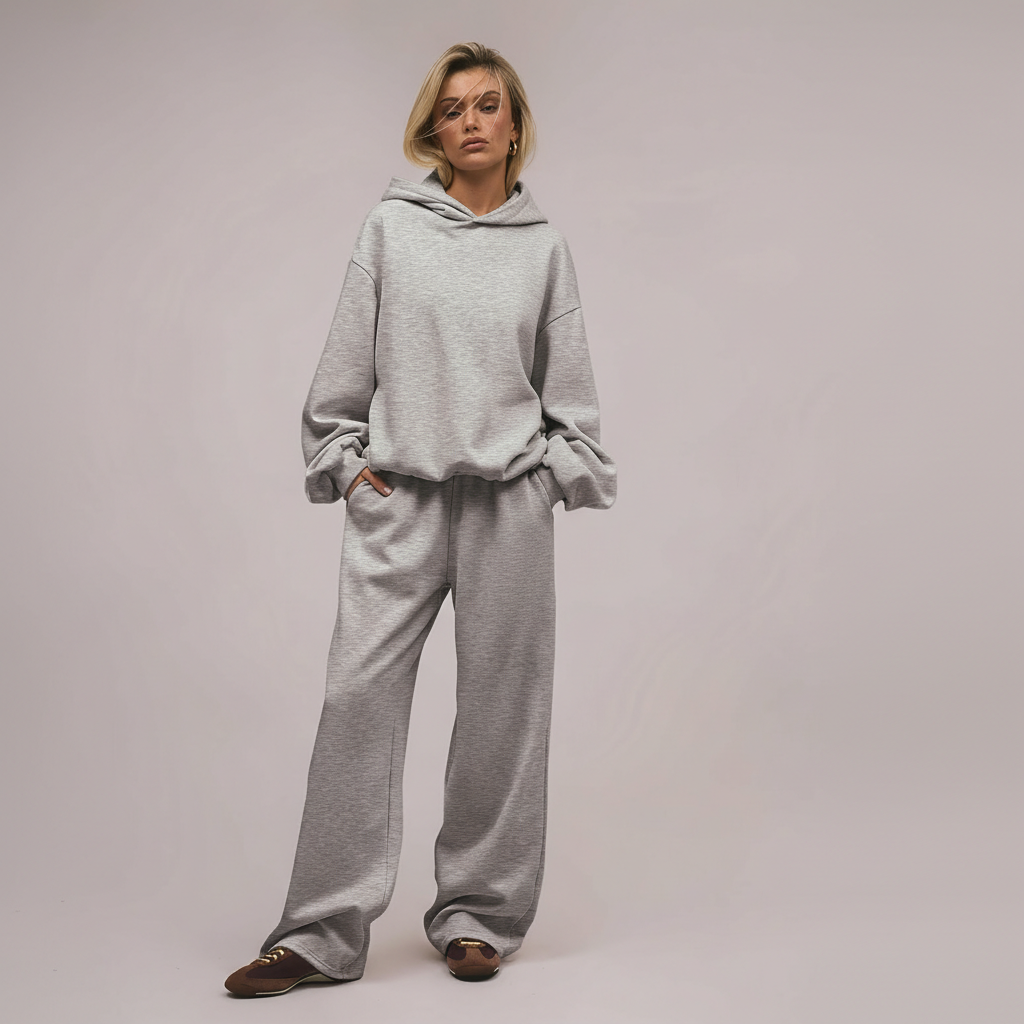 Two Piece Oversized Hoodie And Loose Fit Sweatpants Set With Pockets For Women