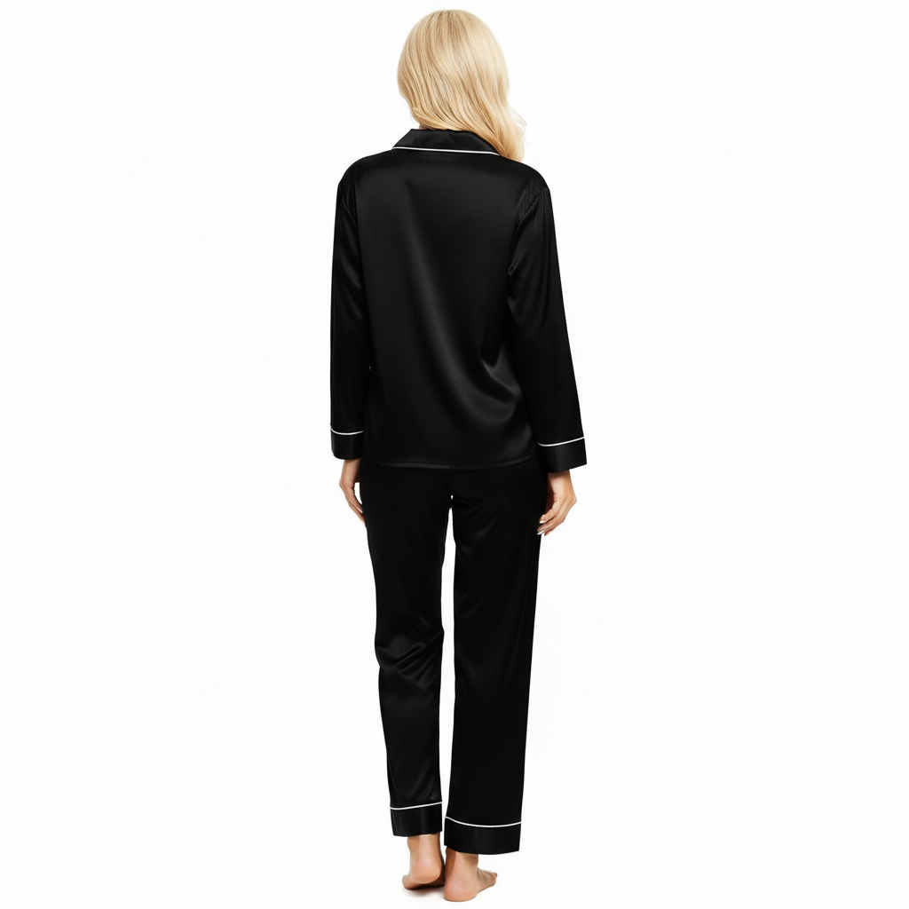 Long Sleeve Button Down Pajama Set For Women Sleepwear