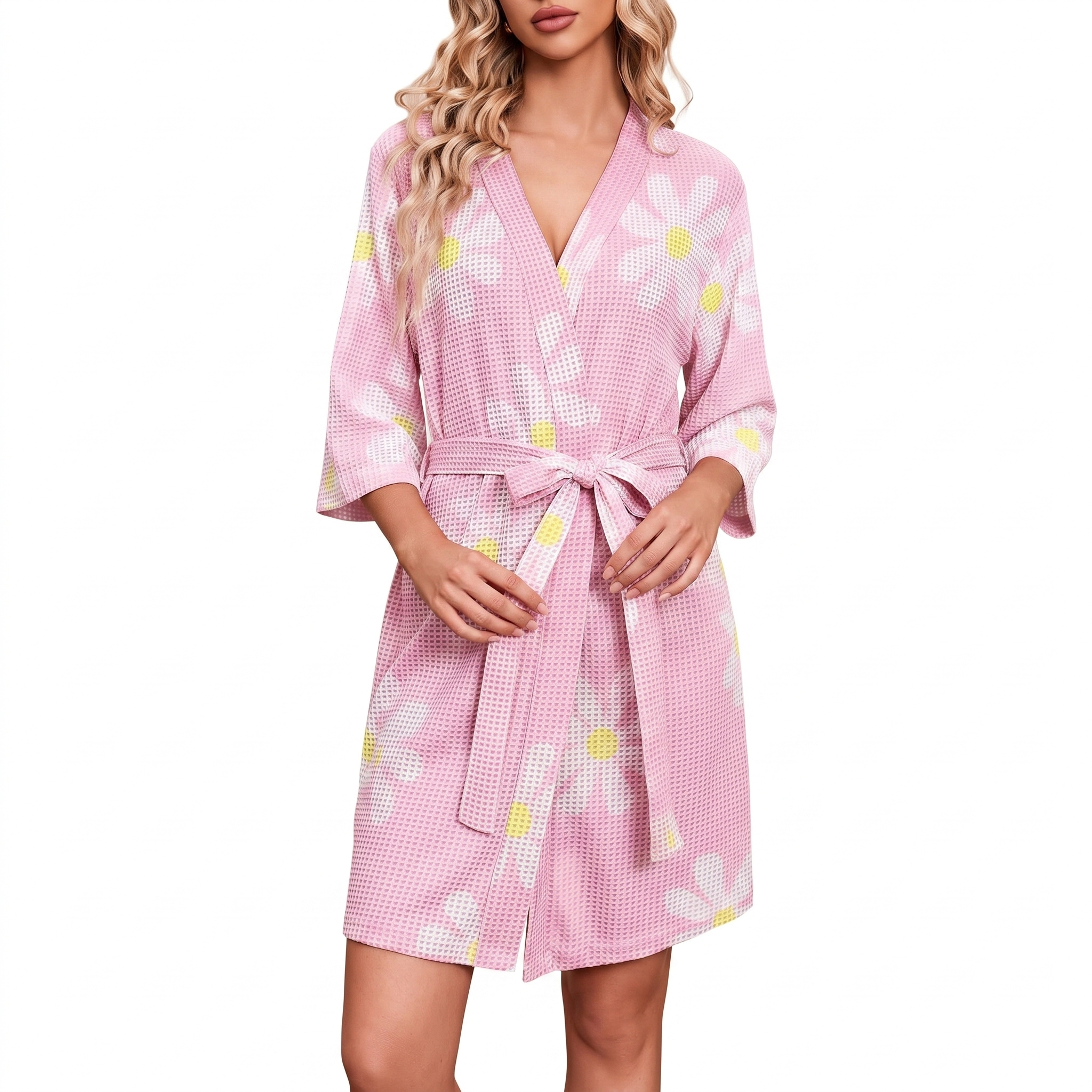 Lightweight Wrap Bathrobe With Adjustable Tie Belt Closure