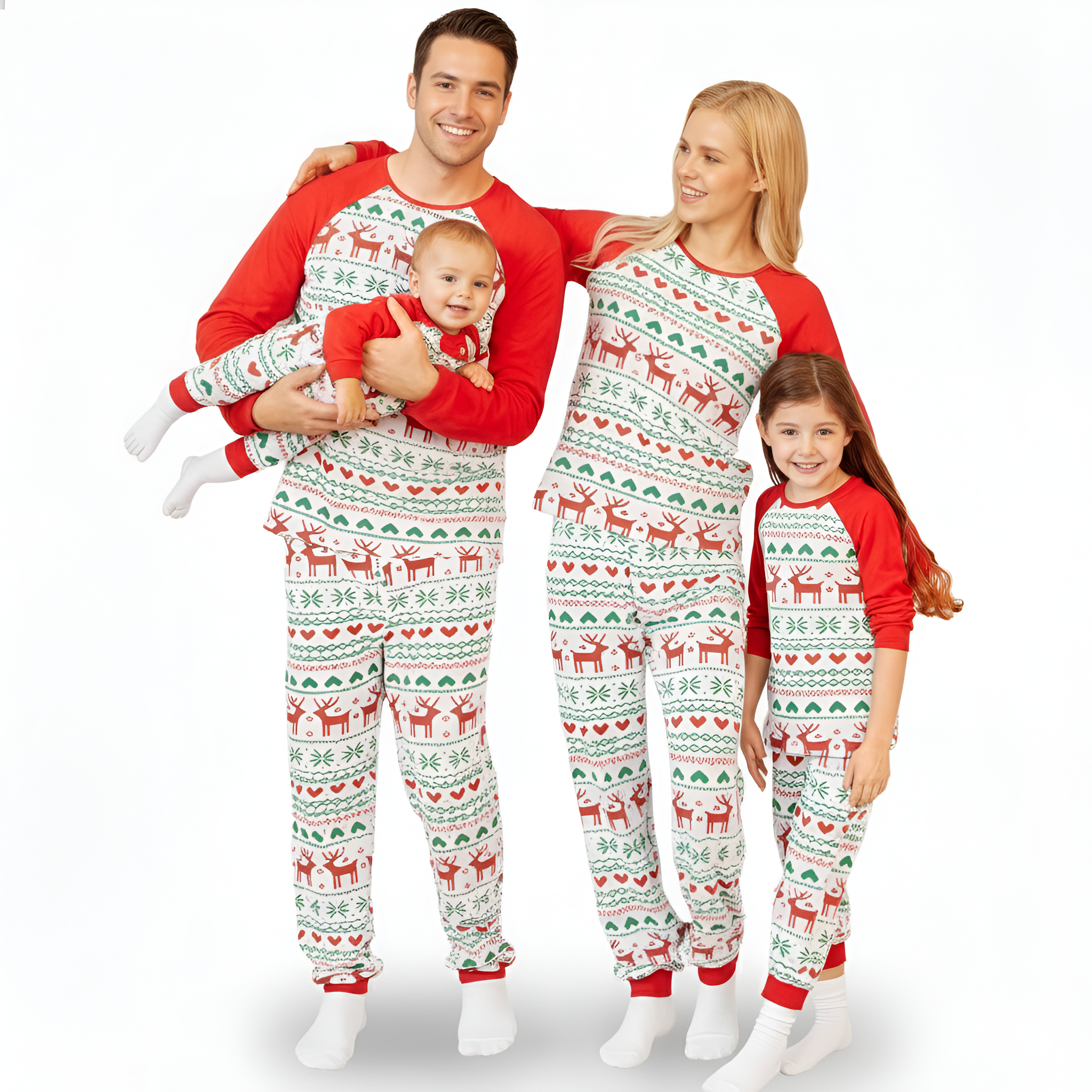 Festive Matching Christmas Pajama Set With Winter Print Design