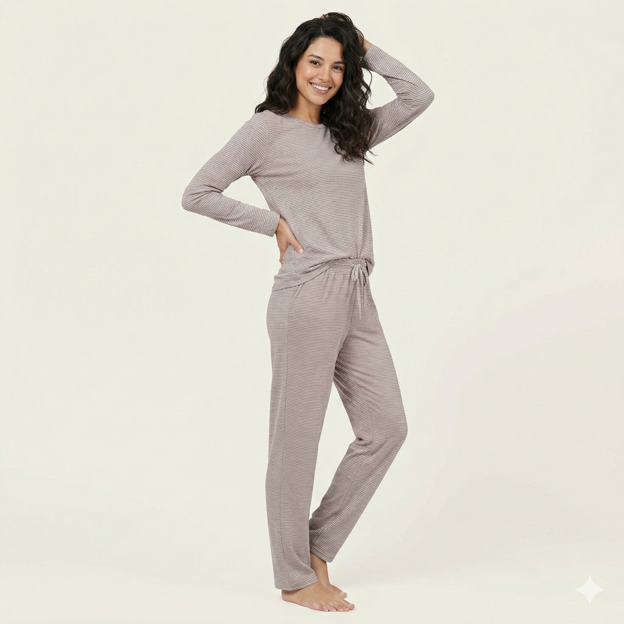 2 Pack Of Long Sleeve Top And Pants Sleepwear Pajama Set For Women