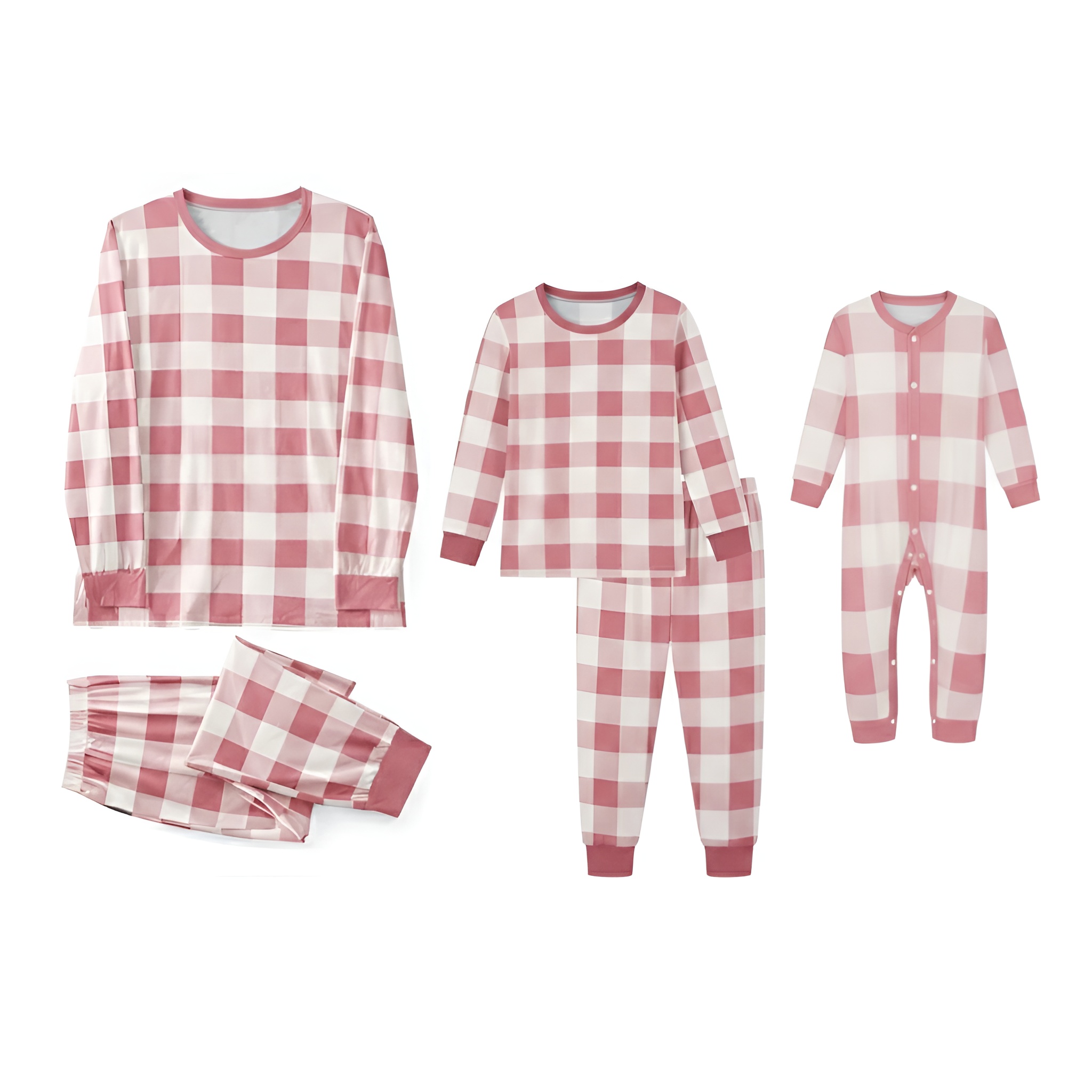 Long Sleeve T Shirt with Pants Plaid Sleepwear Loungewear Family Matching Pajama Sets