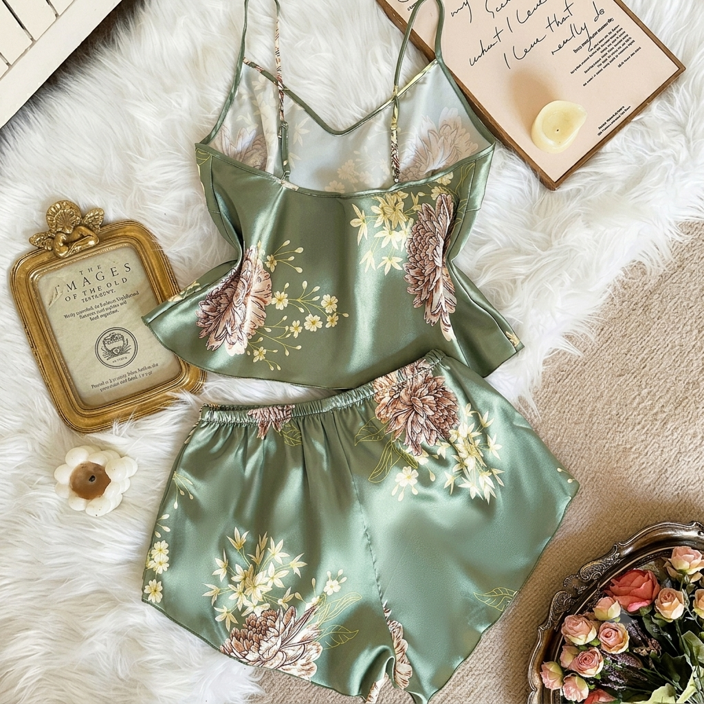 2 Pieces Printed Camisole & Shorts Set For Women