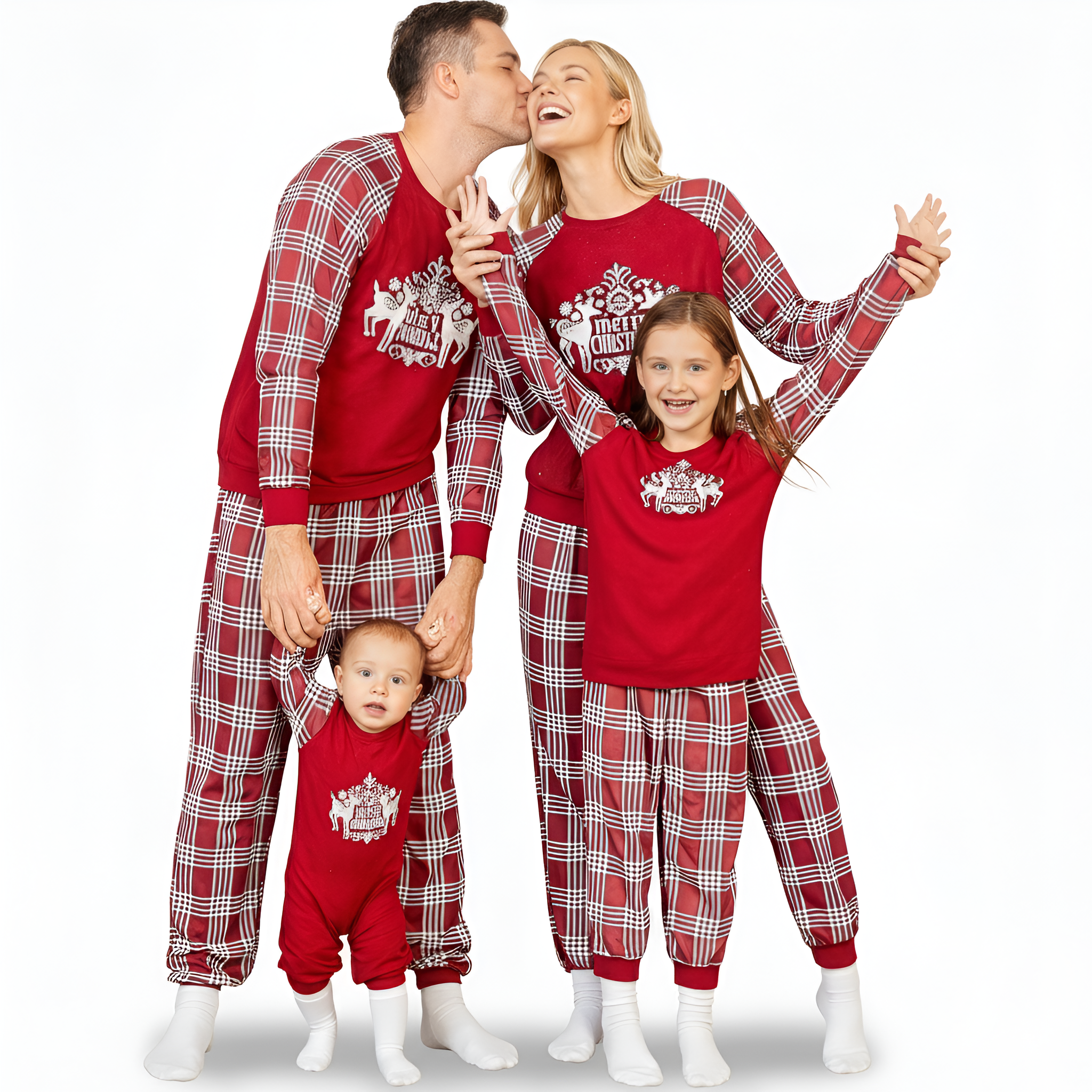 Festive Matching Christmas Pajama Set With Winter Print Design