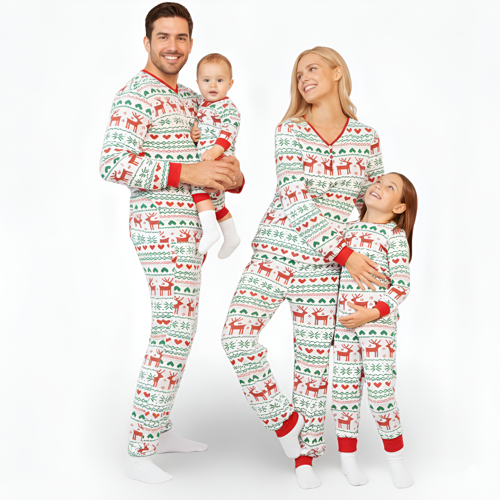 Festive Matching Christmas Pajama Set With Winter Print Design