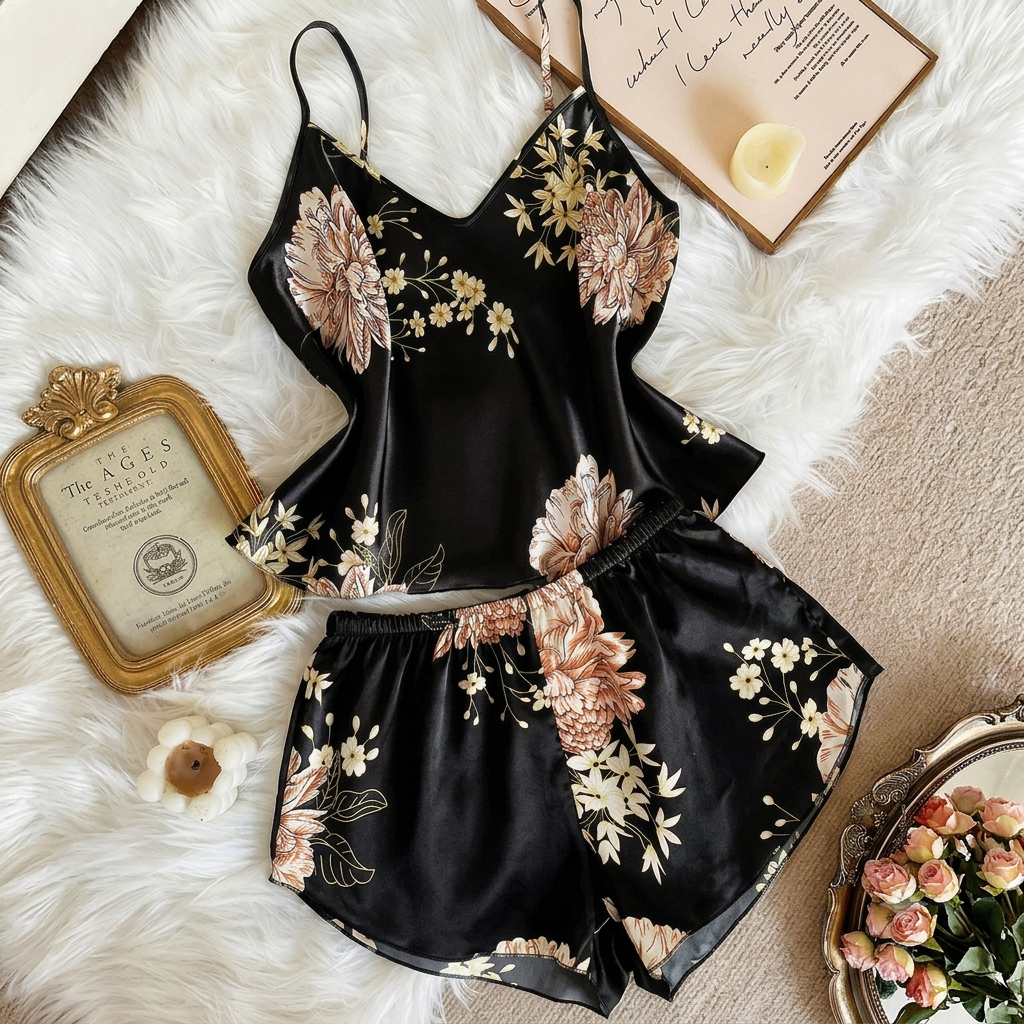 2 Pieces Printed Camisole & Shorts Set For Women