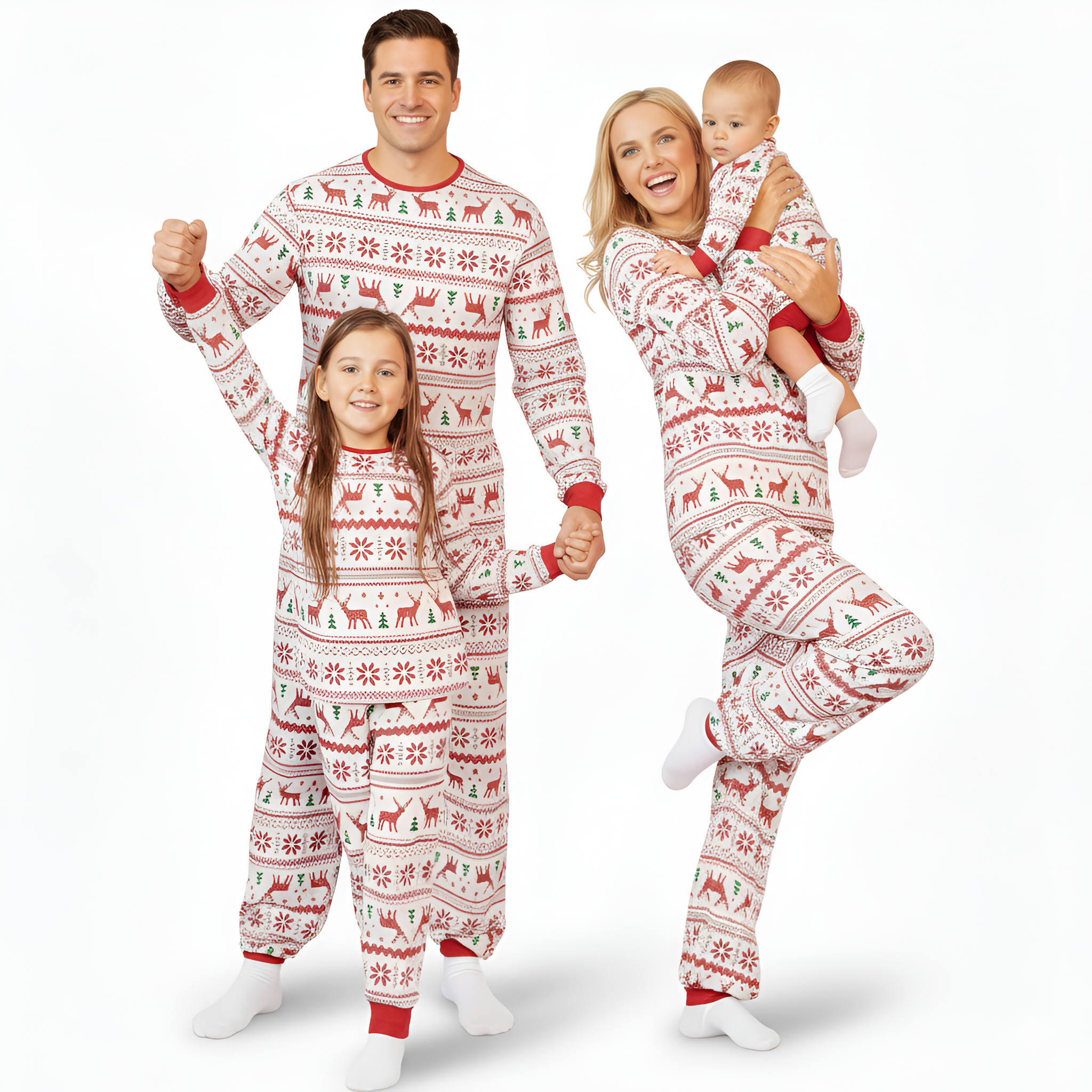 Festive Matching Christmas Pajama Set With Winter Print Design