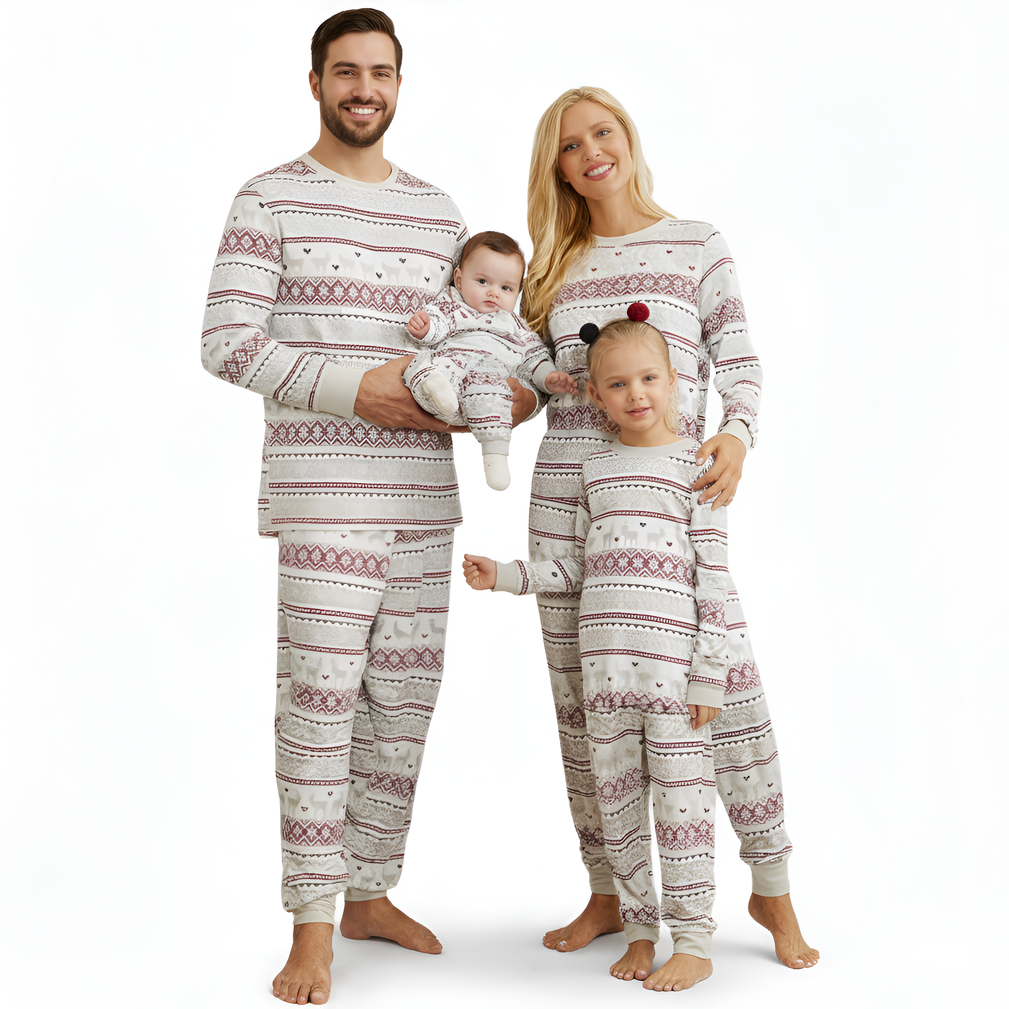 Festive Matching Christmas Pajama Set With Winter Print Design
