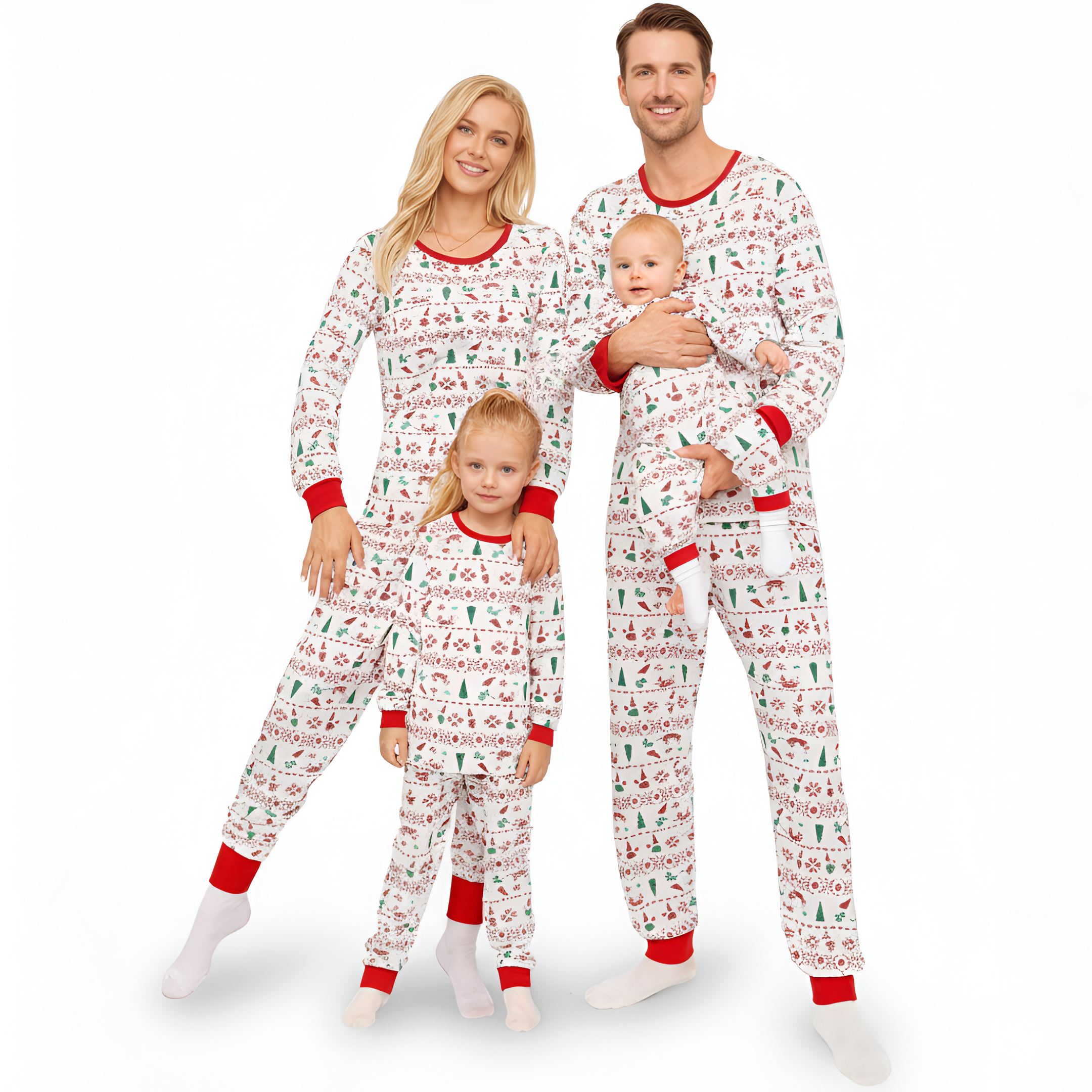 Festive Matching Christmas Pajama Set With Winter Print Design